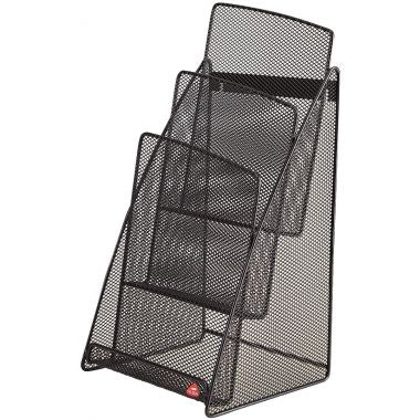 Porte-brochures 3 compartiments MESH en métal noir 148x210mm