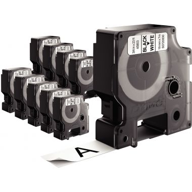 Pack de 10 recharges DYMO D1  19mm noir sur blanc