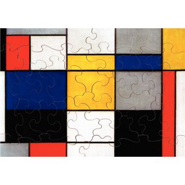Puzzle d'art en bois d'environ 24 pièces, COMPOSITION 123 de MONDRIAN