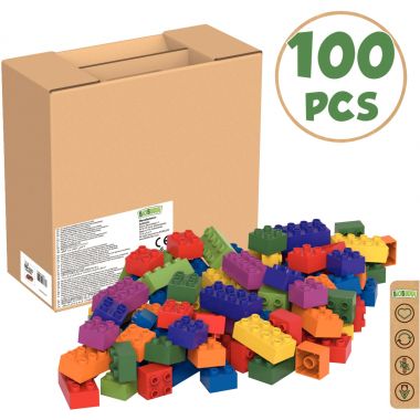 Carton de 100 pièces de construction BIOBUDDI BIG