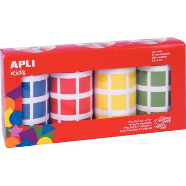 Lot de 4 rouleaux de maxi gommettes carrées 20 mm