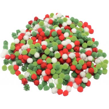 Sachet 1000 mini pompons noël coloris assortis