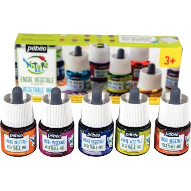 Set de 5 Flacons 45ml d'encre à dessiner végétale, couleurs secondaires
