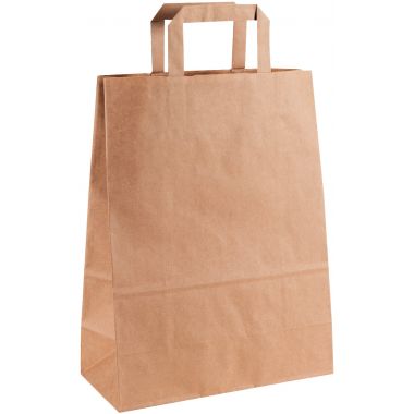 Carton de 200 sacs kraft brun 26+12x34cm poignées plates