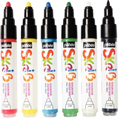 Set de 6 marqueurs gouache basique