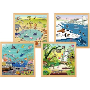 Lot de 4 puzzles en bois 49 pièces, les animaux - 900000071