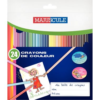 Pochette de 24 crayons de couleur Majuscule 3mm assortis