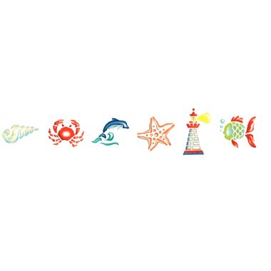 Paquet de 6 pochoirs en plastique, la mer