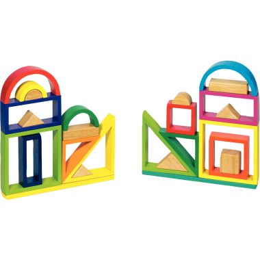 Jeu de construction en bois arc-en-ciel