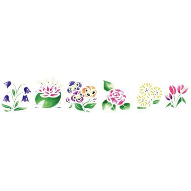 Paquet de 6 pochoirs en plastique, les fleurs