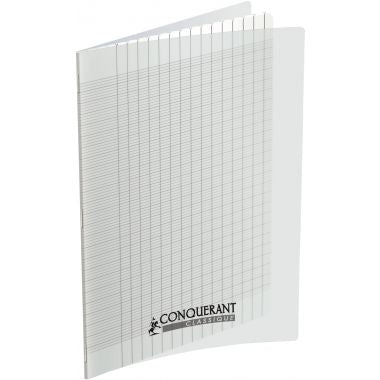 Piqûre 96 pages CONQUERANT, A4, seyès 2,5 mm agrandi, papier 90g, couv PP incolore