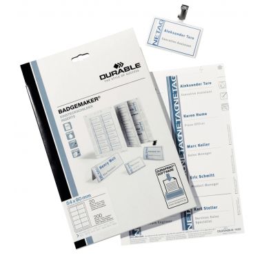 Boîte de 200 étiquettes planches d'insertion Badgemaker
