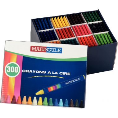 Boîte de 300 crayons cire Majuscule assorties