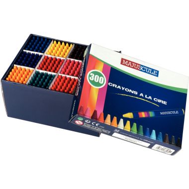 Boîte de 300 crayons cire Majuscule assorties
