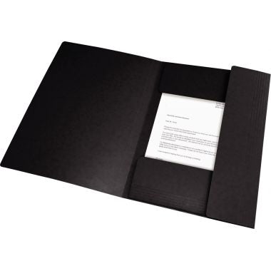 Chemise 3 rabats à élastiques TOP FILE+ en carte lustrée 4/10ème 390g, noir