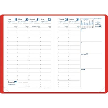Agenda semainier Luna 10x15cm rouge