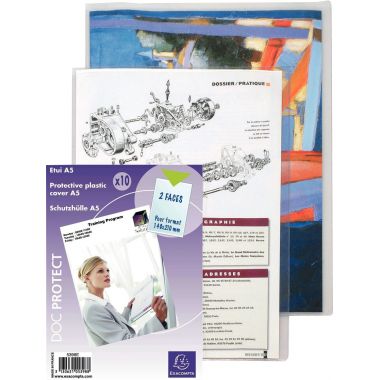 Lot de 10 étuis en PVC 2 volets 14/100ème pour format A4