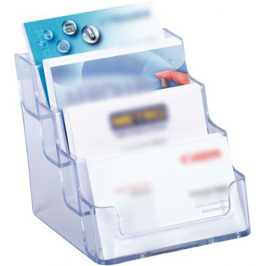 Porte-cartes de visite 4 compartiments transparent
