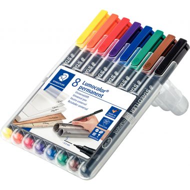 Pochette de 8 feutres Lumocolor permanent 0,4mm  assortis