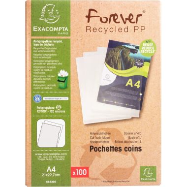 Boite de 100 pochettes coin FOREVER PP recyclé 12/100ème