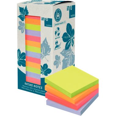 Tour de 16 blocs de 100 feuilles adhésives repositionnables recyclées 75 x 75 mm coloris assortis