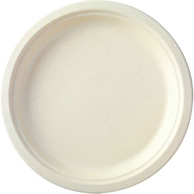 Paquet de 50 assiettes en fibres de cannes diamètre 26cm blanches