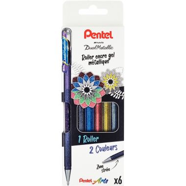 Pochette de 6 stylos gel Dual Métallic assortis