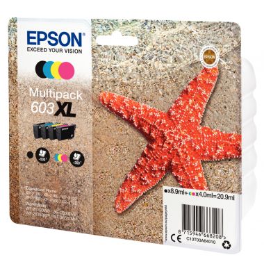 Epson ETOILE DE MER / 603XL cartouche jet d'encre noire, cyan, magenta et jaune haute capacité authentique (T03A640)