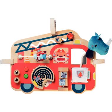 Panneau d'activités en bois, le camion de pompier