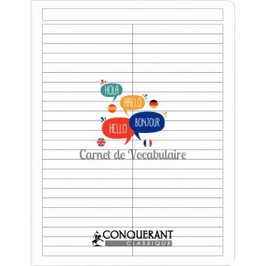 Carnet de vocabulaire 96 pages CONQUERANT couverture PP, 17x22 cm