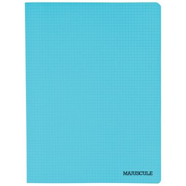 Piqûre 96 pages MAJUSCULE, format 24x32 cm, papier blanc 90g, quadrillé 5x5, couverture polypropylène bleu