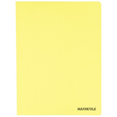 Piqûre 96 pages MAJUSCULE, format 24x32 cm, papier blanc 90g, quadrillé 5x5, couverture polypropylène jaune