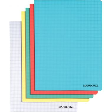 Piqûre 96 pages MAJUSCULE, format 24x32 cm, papier blanc 90g, quadrillé 5x5, couverture polypropylène jaune