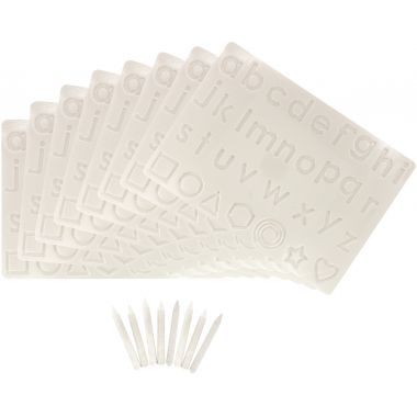 Lot de 8 plateaux lettres minuscules + 8 stylets
