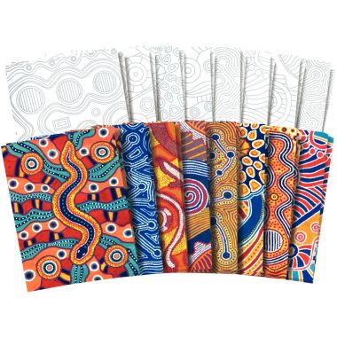 Paquet de 32 feuilles papier motifs aborigènes assortis