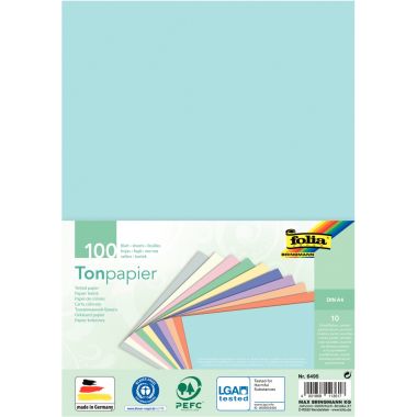 Paquet de 100 feuilles 130g format A4 10 couleurs pastels
