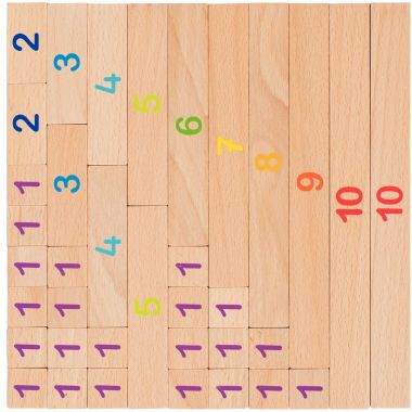 Réglettes de calcul en bois 36 pièces