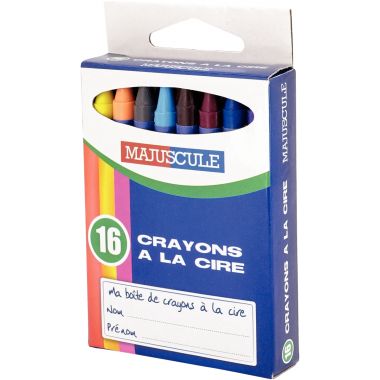 Boîte de 16 crayons cire Majuscule assortis