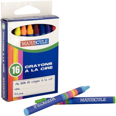 Boîte de 16 crayons cire Majuscule assortis