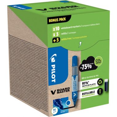 Pack de 10 marqueurs V-Board Master + 10 recharges bleues