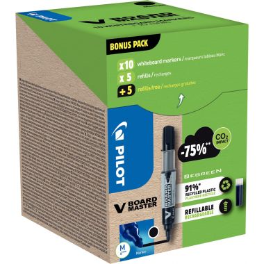 Pack de 10 marqueurs V-Board Master + 10 recharges noires