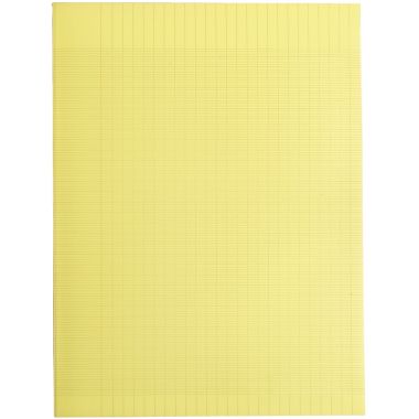 Piqûre 96 pages MAJUSCULE, format 24x32 cm, papier blanc 90g, seyès, couverture polypropylène jaune