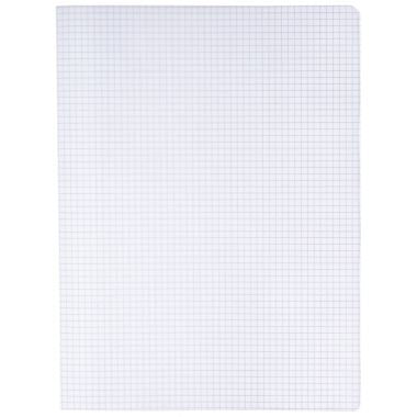 Piqûre 96 pages MAJUSCULE, format 24x32 cm, papier blanc 90g, quadrillé 5x5, couverture polypropylène incolore