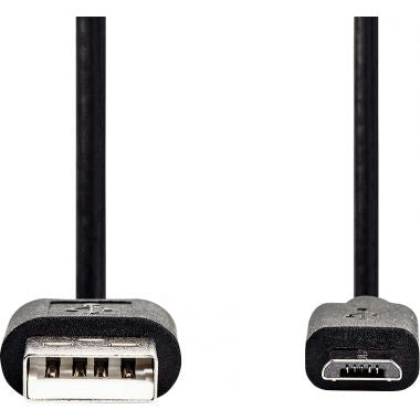 Cordon USB 2.0 type A vers type micro USB B noir 1m