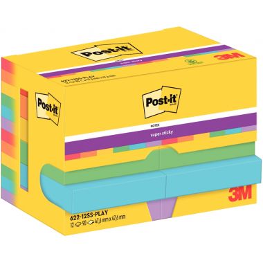 Paquet de 12 blocs notes super sticky post-it  90 feuilles  47,6 x 47,6 mm collection playful