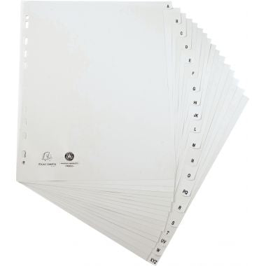 Jeu de 20 intercalaires alphabétiques en polypropylène gris recyclé, format A4+
