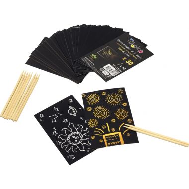 Pochette de 30 feuilles à gratter coloris or et argent