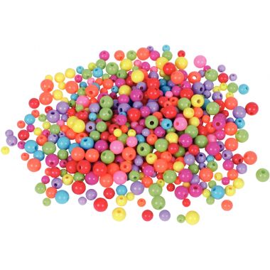 Pot de 100 grammes de perles rondes en plastique Fluo