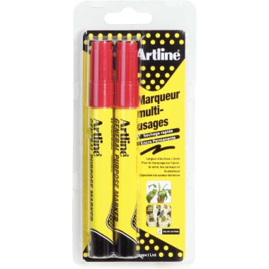 Blister de 2 marqueurs multi-usages rouges