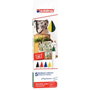 Boîte de 5 marqueurs textile E-4600 basic